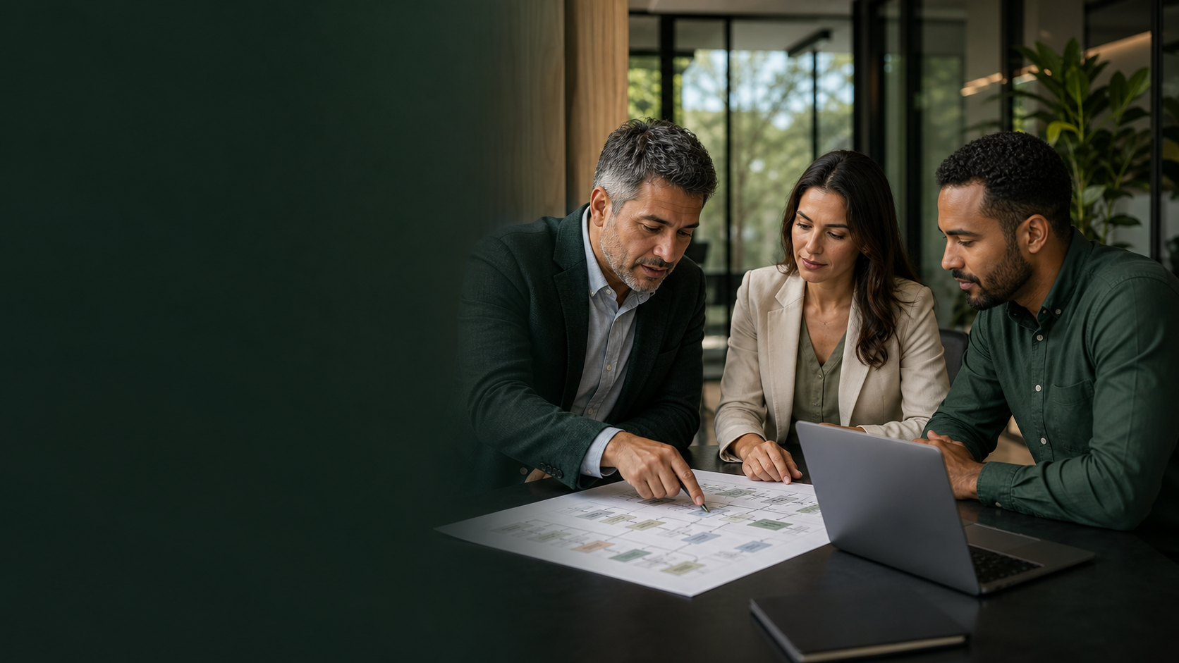Equipe reunida para uma consultoria de HCM Senior